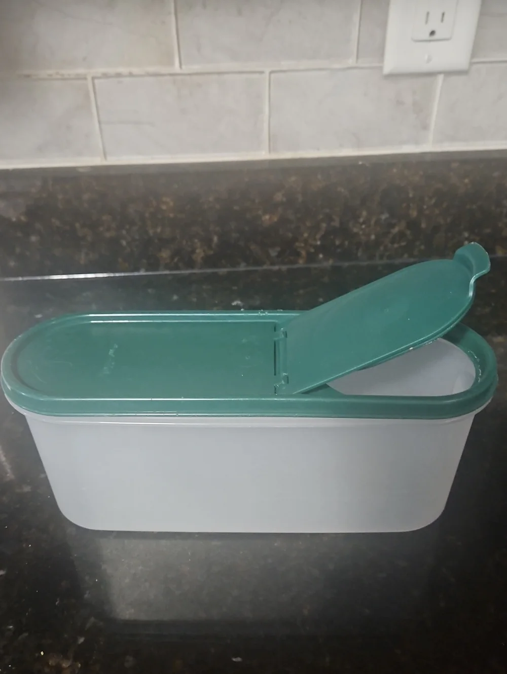 Vintage Tupperware  Storage Container with Green Flip Lid